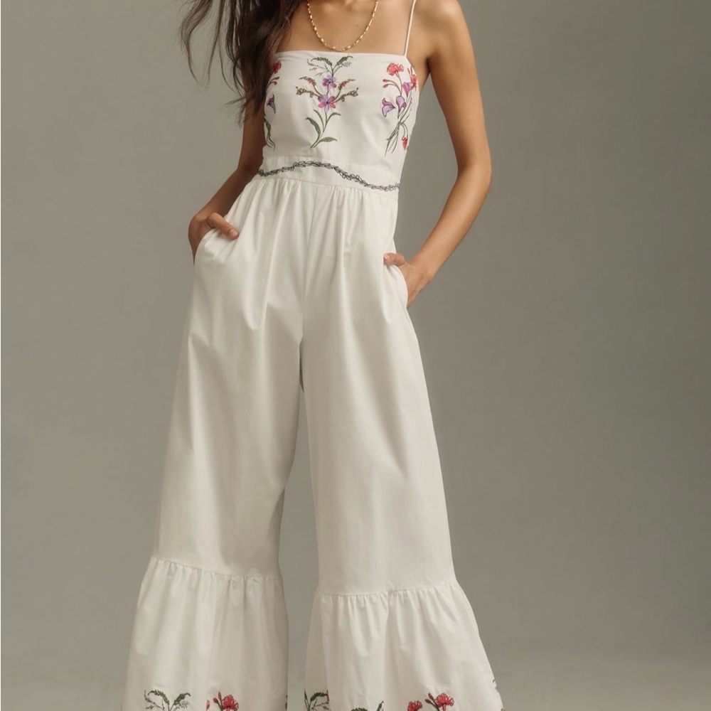 Anthropologie Hutch Floral Embroidered Jumpsuit